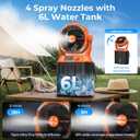 20000mAh Misting Fan with 6L Bucket & 4 Spray Misters, Waterproof Outdoor Cooling Fan for Camping/Patios - Remote Control, 4 LED Light, Stepless Speed & 56H Runtime, Rechargeable Battery, Hanging Hook