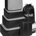 BAGAIL 6 Set Packing Cubes Luggage Packing Organizers for Travel Accessories-Jet Black