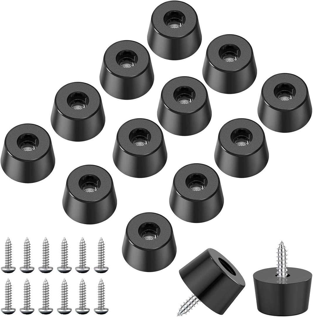 smseace 40Pieces Rubber Feet for Cutting Board with Stainless Steel Washer and Screws, 13/16 inch W x 3/8 inch H Non Slip Rubber Bumper Feet for Furniture, Electronics, Tables, Sofas