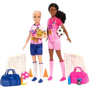Barbie Careers Playset, Soccer Player Set with 2 Fashion Dolls & 15 Accessories Including Barbie 'Brooklyn, Blonde Petite Player, 2 Nets & More