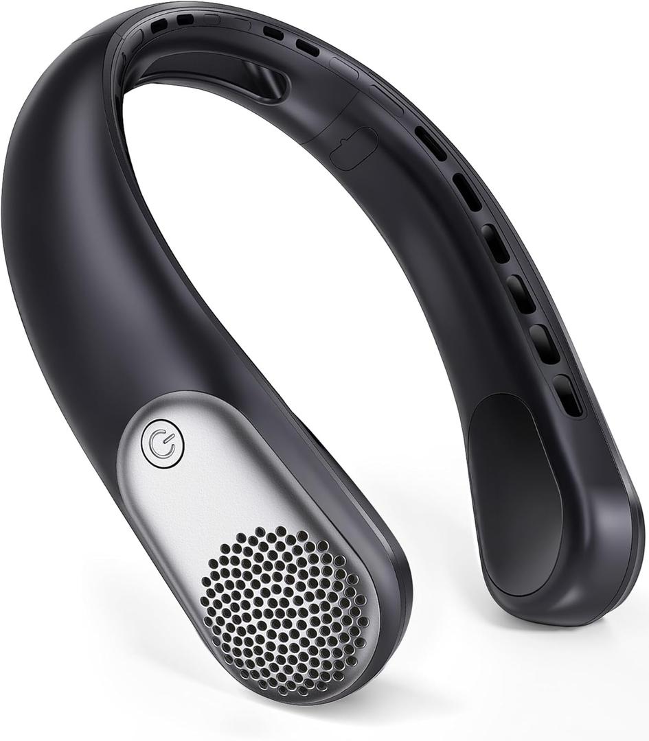 Neck Fan, Portable Personal Fan around Neck, 4000 mAh Battery Operated with LED Display, 3 Wind Speed, Fast Cooling, Ultra Quiet, USB Rechargeable Fan Men Women Outdoor Indoor (Black)