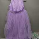 Flower Girl Dress Girls Dresses Wedding Satin V-Back Pearls for Pageant Prom Ball Gowns Party (10-11 Years, Purple)