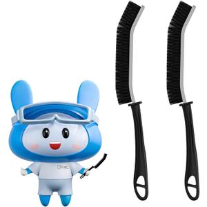 4 x Cleangor Crevice Cleaning Brushes, Scrub Brush for Hard to Reach Small Space, Home Essentials, Cleaning Supplies, Cleaning Tools for Household Use, Bathroom, Shower, Kitchen, Window, Toilet (2, Black)