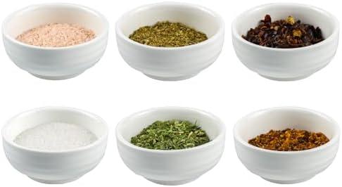 Iyulania 2.3 oz Porcelain Pinch Bowls, Set of 6 Small Bowls for Sauces Dippings Charcuterie Snacks Condiments, White