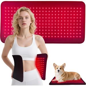 Infrared Red Light Therapy, 24 x 12Large Red Light Therapy Mat with Timer Remote Control, 660nm&850nm NIR Deep Wavelength Blanket Pad for Back Belly Knee Body Pain Relief (with Elastic Strap)
