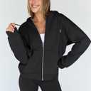 Trendy Queen Womens Zip Up Hoodies 2026 Oversized Sweatshirt (Black, M)