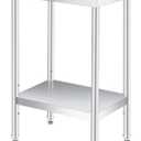 Garvee Stainless Steel Table, 14" x 24" NSF 2 Tier Prep Table, W/ Legs
