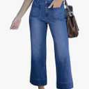 luvamia Wide Leg Jeans for Women Trendy High Waisted Flare Jeans Cropped Denim Pants Stretchy Baggy with Patch Pockets, M