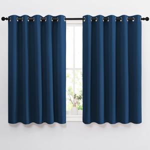 NICETOWN Bedroom Blackout Curtains and Drapes 54" L - Window Treatment Thermal Insulated Solid Grommet Blackout Draperies for Home Office (Moroccan Blue, 2 Panels=132" Wide)