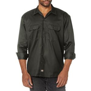 Dickies Men's Long Sleeve Work Shirt (X-Large, Olive Green V1)