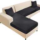 NAISI Sectional Couch Cover 2 Pieces Velvet SeparateChaise,Black) 23x23 inch