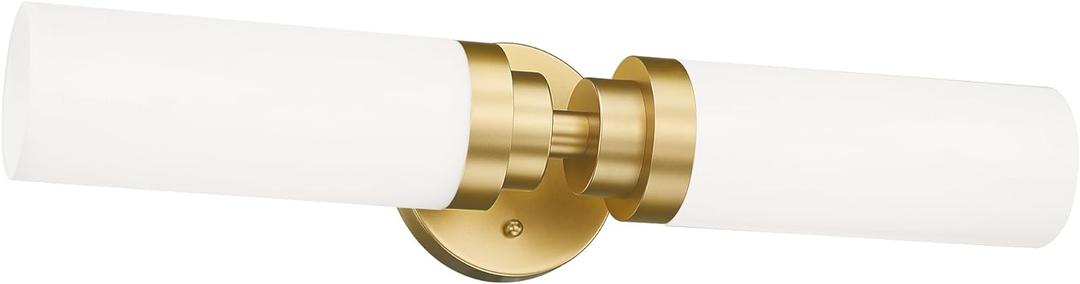 Emak Gold Vanity Lights for Mirror, 2 Light Bathroom Light Fixtures Over Mirror, Modern 22 Inch Wall Sconces with Milk Glass Shade for Bathroom, Bedroom, Hallway, VL085-GD-ML-2 (22 inch, Gold & Milk Glass)