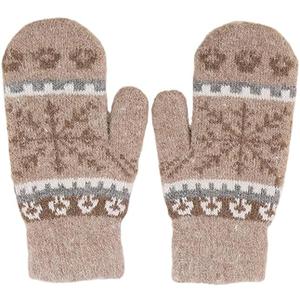 Womens Winter Warm Lining Knit Gloves Mittens Cozy Knit Thick Thermal Snow Gloves for Cold Weather (One Size, Khaki)