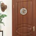 TLESKE Vintage Fall Oak Leaf Round Wall Art Decor Framed 10x10, Rustic Autumn Botanical Canvas Wall Art Prints Artwork, Neutral Beige Wall Hanging Room Door Decor Decorations for Bedroom Living Room