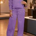 MOEENCN Women 2 Piece Outfits Sweatsuit Oversized Half Zip Sweatshirt Wide Leg Sweatpant Casual Lounge Matching Set Tracksuit Purple XXL