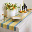 Solino Home Linen Table Runner 36 Inches - Cabana Stripe, 100% Pure Linen Bright Summer Stripe Small Table Runner 14 x 36 Inch Ideal for Dresser and Coffee Tables, Spring, Summer