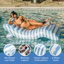 FUNBOY Giant Inflatable Luxury Blue & White Cabana Striped Chaise Lounger, Chair Pool Float for Adults, Perfect for a Summer Pool Party, Nearly 6 Feet Long