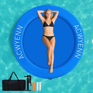 6FT Inflatable Water Hammock Lake Floats for Adults Round Floating Ring Hammock for Lake Pool Beach