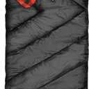 ShinHye 0 Degree Sleeping Bag for Adults - Cotton Flannel 4 Season Cold Weather Winter, XXL Big and Tall Camping Sleeping Bag with Compression Sack (Black1, 90"×35" Right Zip)