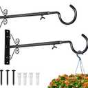 BOLITE Bird Feeder Hanger(16 to 24 Inch), Adjustable Hanging Plant Brackets, Plant Hangers for Hanging Bird Feeders, Planters, Lanterns, Wind Chimes, String Lights, 2 Pack, Black