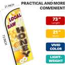 Local Raw Honey Feather Flag for Business Advertising 6 FT Swooper Flag for Storefronts Retailers Shops Food Trucks Events and Fairs (Flagpole Not Included)