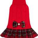 KYEESE Dog Sweater Warm Pullover Pet Coats Stretchy Cat Sweaters Thick Dogs Clothes with Bowtie Soft Turtleneck Pet Sweater Dress Knitwear Dog Sweaters for Small Dogs Girl for Cold Weather Winter (X-Large19-27lbs)