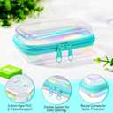 5 x Sanwuta 6 Pcs Clear Hard Zipper Case Plastic Zipper Pouches Transparent Makeup Bag Pencil Case Pouches Toiletry Diaper Bag for Travel Toy Storage Organizer Bins(Holographic,5 x 3 x 2 Inch)