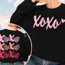 Valentines Sweatshirts for Women Love Heart Graphic Sweatshirt Valentine's Long Sleeve Pullover Tops (Black, M)