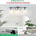 3-Light Bathroom Light Fixtures, Chrome Bathroom Vanity Lights with Clear Glass Shade, Modern Wall Light Sconce for Mirror Farmhouse Rustic Restroom Kitchen Living Room Hallway, 22.44*5.51*9.65"