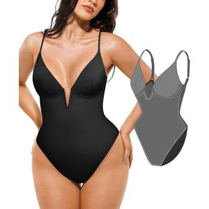 Popilush Tummy Control Swimsuits for Women Shapewear One Piece Deep V Neck Underwire Swimsuit Summer Beach Pool Vacation XXL