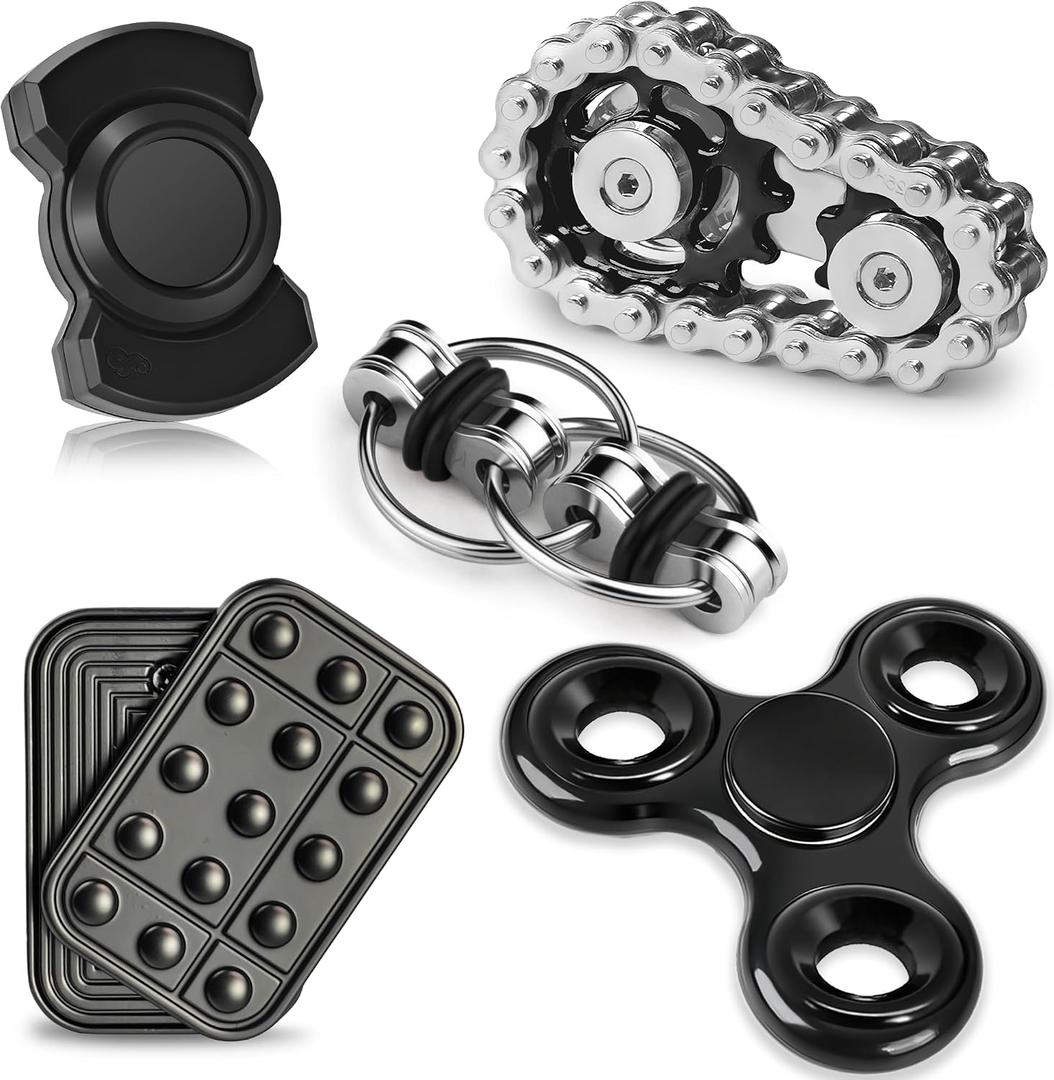 5 Pcs Fidget Toys Adults & Teen Metal Fidgets Spinner for Teens Boys Magnetic Slider Cool Gadgets Office Desk Toy Stress Relief Sensory Items Figette for Classroom Autism ADHD Anxiety Gifts, Small