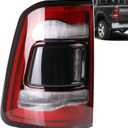 LED Tail Light Black Cover with Blind Spot Compatible With 2019-2023 Dodge Ram 1500 Left Driver Side Replace 68262533AH (Black with Blind Spot)