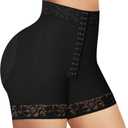 Lover-Beauty Faja Tummy Control Shapewear Shorts Fajas Colombianas Moldeadoras BBL 3 Row Hooks (Medium, Black-4 Row of Hooks-open Crotch)