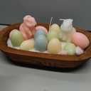 Siifert Easter Bunny Egg Wooden Dough Bowl Candle Pastel Rabbit Candle 3 Wicks Scented with 100% Soy Wax, Holiday Decorations, Cute Room Decor