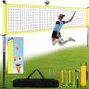 Aluminum Volleyball Net for Backyard, Portable Volleyball Net with Anti-Sag Design, Outdoor Volleyball Net Set with Lengthened Stakes and Boundary Line for Beach and Grass (Yellow)