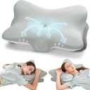 Ergonomic Memory Foam Cervical Pillow for Neck Pain Relief - Contour Design with Dual Heights for Side/Back/Stomach Sleepers with Washable Breathable Pillowcas