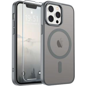 SUPFINE Magnetic for iPhone 13 Pro Max Case (Compatible with MagSafe) (Military Grade Drop Protection) Slim Translucent Matte Shockproof with Anti-Fingerprint Phone Case,Gray