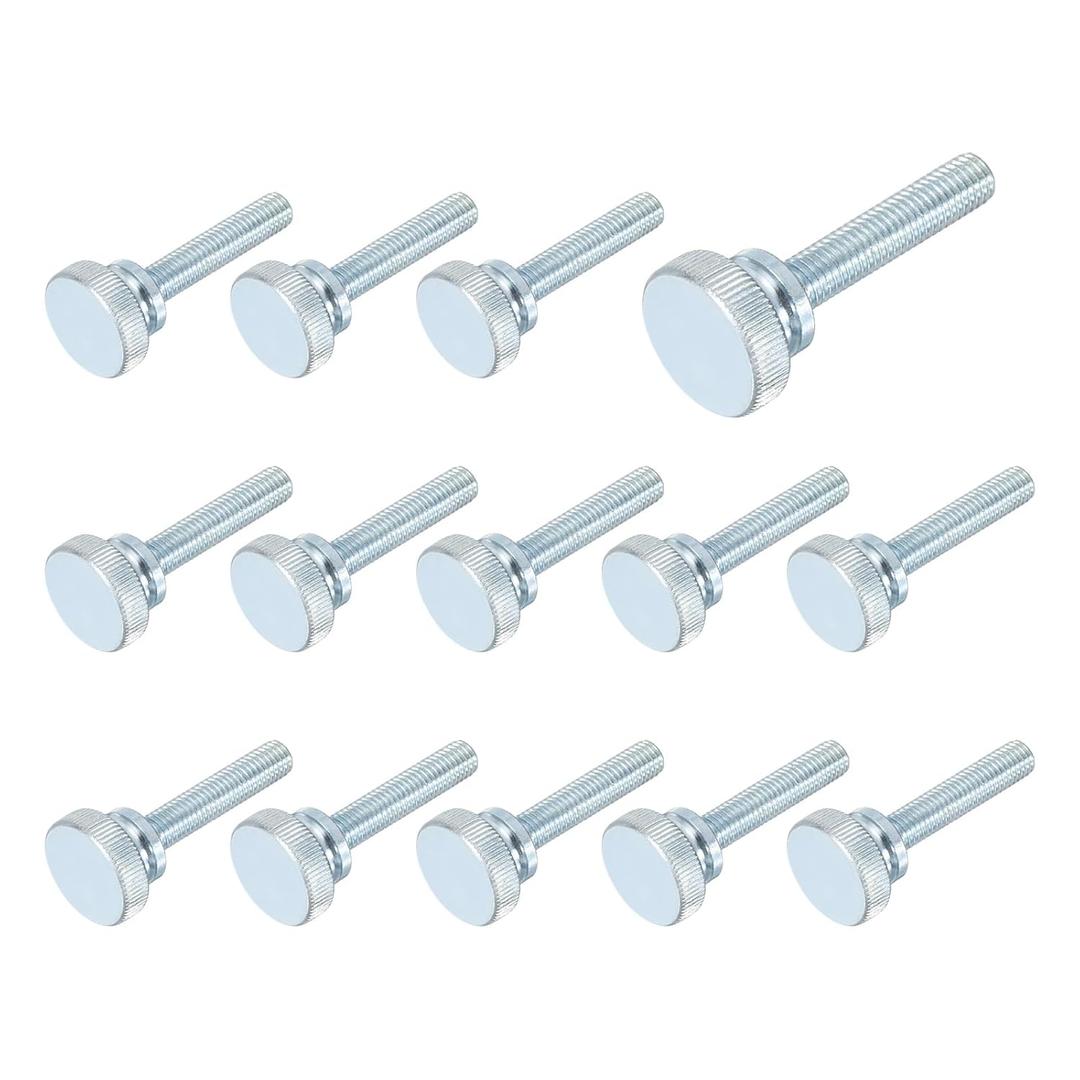 MECCANIXITY 14 Pcs M8x40mm Knurled Thumb Screws, Carbon Steel Zinc Plated Flat Knurled Head Fully Threaded Screw Bolts Fasteners for Home, Machine