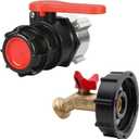 IBC Tote Adapter, 2.95" (75 mm) Coarse Thread IBC Tote Valve (S75x6 NPT DN50 Heavy Duty Tote Tank Drain Connector Replacement for IBC Water Tote) + 2'' Coarse Theard IBC Tote to Garden Hose Adapter