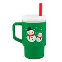 Infantino My 1st Tumbler Christmas Edition, Silicone Sippy Cup with Straw & Handle, Spill-Resistant Baby Cup for On-The-Go, BPA-Free Transition Cup, Snowman (9 Ounces, Green)