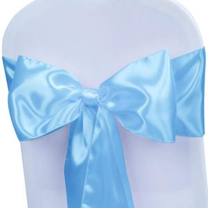 Babenest Satin Chair Sashes Ties Upgraded 50 pcs Chair Ribbons Bows for Wedding Banquet Party Easter Christmas Baby Shower Events Decoration (Baby Blue)