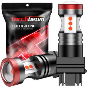 Torchbeam 3157 3156 LED Bulbs Red for Strobe Brake Lights Tail Lights, Super Brilliant 3056 3057 3047 4057 4157 LED Bulbs for Stop Lights, Parking Lights, Red LED Car Bulbs, Canbus-Free