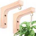 Jantens 2 Pack Hanging Plant Hook, Plant Hangers Indoor, Wooden Hanging Basket Hooks for Indoor Flower Baskets Pot Wind Chime Lanterns Planter
