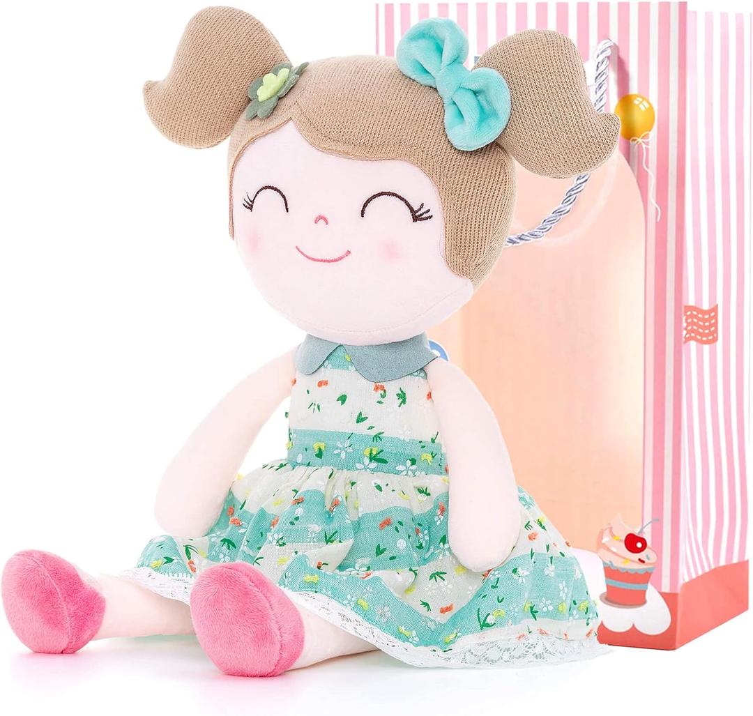 Gloveleya Baby Girl Gifts Soft First Baby Doll Plush Dolls Green 16" with Gift Box (A031 Spring Green)