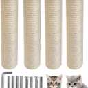 TIMHAKA Cat Scratching Post Replacement, 4 PCS 15.7 inch Sisal Pole Cat Tree Replacement Posts, Refill Sisal Rope Scratcher Posts for Indoor Tree Tower, Scratch Post Replacement for Refurbishment