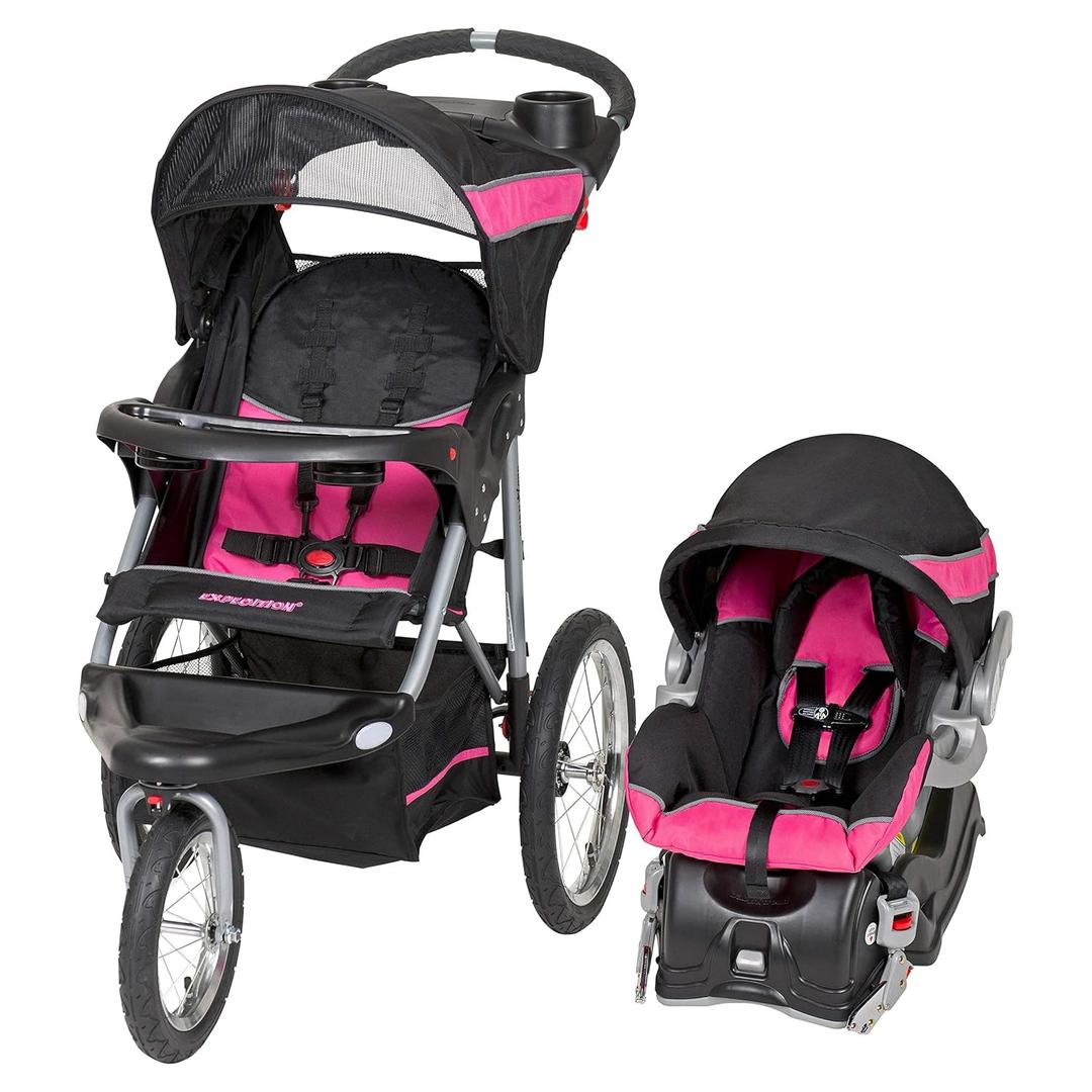 Baby Trend Expedition Jogger Travel System with EZ Flex-Loc Infant Car Seat, Bubble Gum