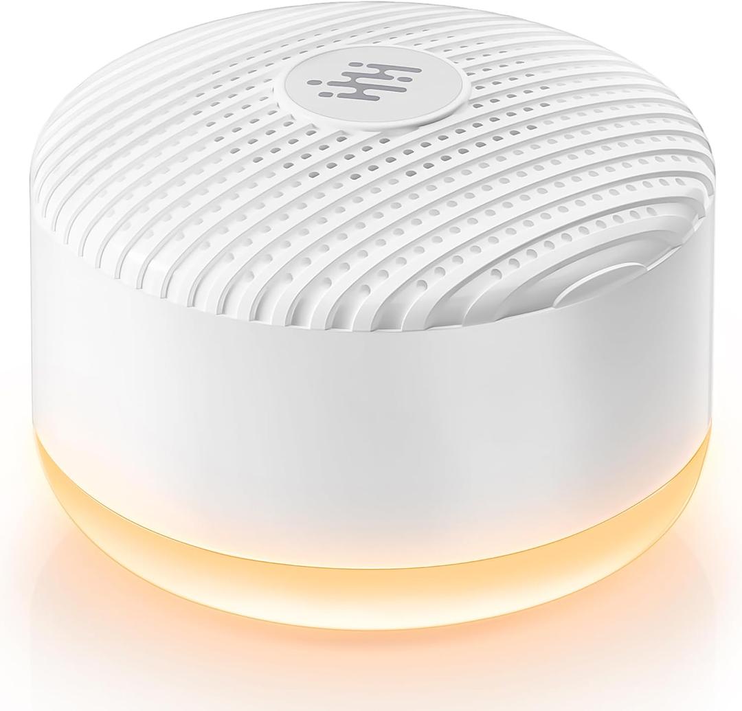 Portable Sound Machine & Night Light, White Noise Sound Machine for Baby & Adults with 12 Selected Sounds - Rechargeable, Memory Function, Timer - Sleep Soother, Home & Travel, White