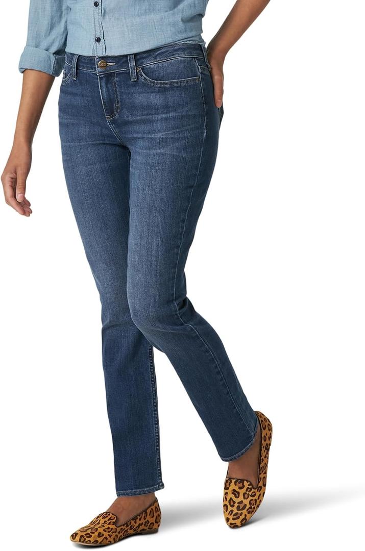 Lee Women's Petite Legendary Mid Rise Straight Leg Jean, Seattle, 8 Petite