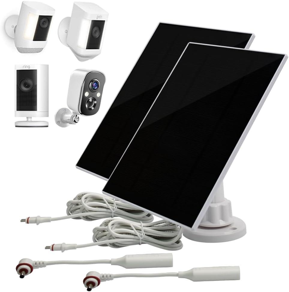Ring Camera Solar Panel. Compatible with Ring Spotlight Cam Plus/ProStick Up Cam/Pro,&Other USB-C/DC3.5 Plug Camera Battery6V4W Fast Charger2PCS