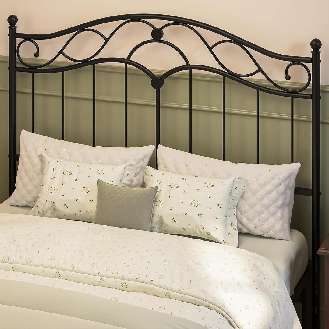 Merronix Queen Size Adjustable Metal Headboard Only, Black